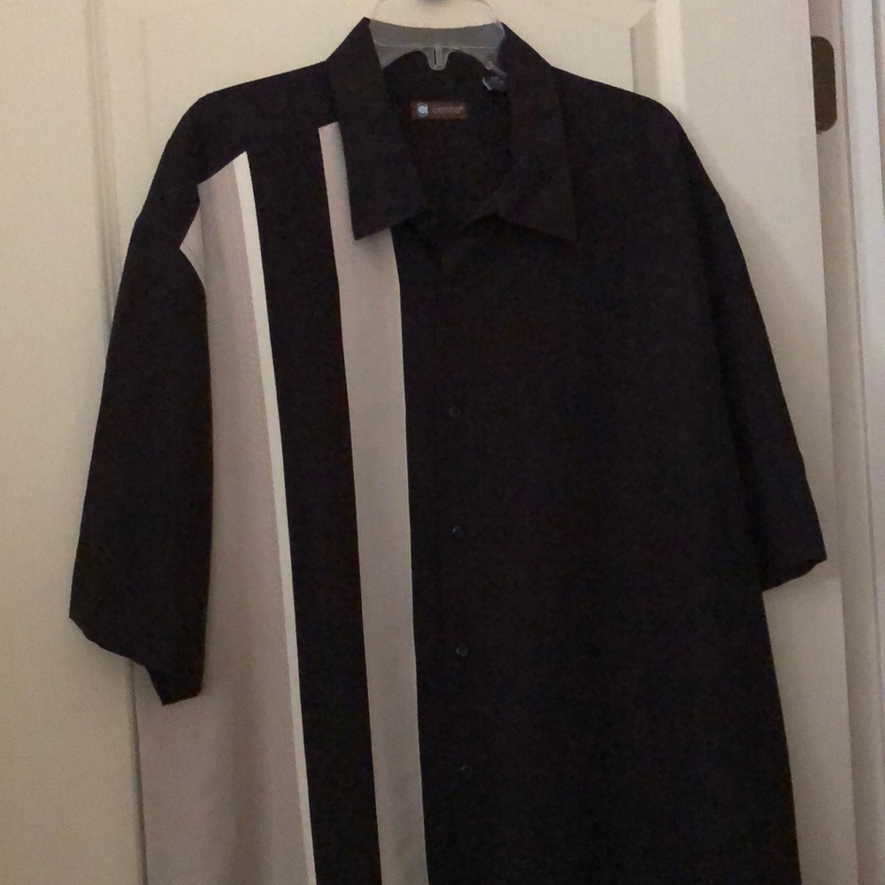 Mens Silk-like button down Black shirt